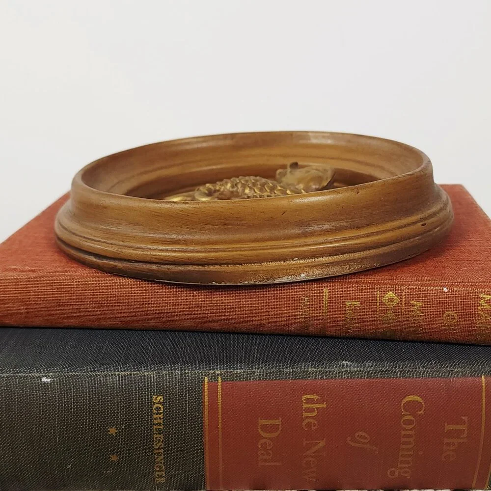 Vintage Chalkware‎ Fish Wall Plaque, Brown and Gold